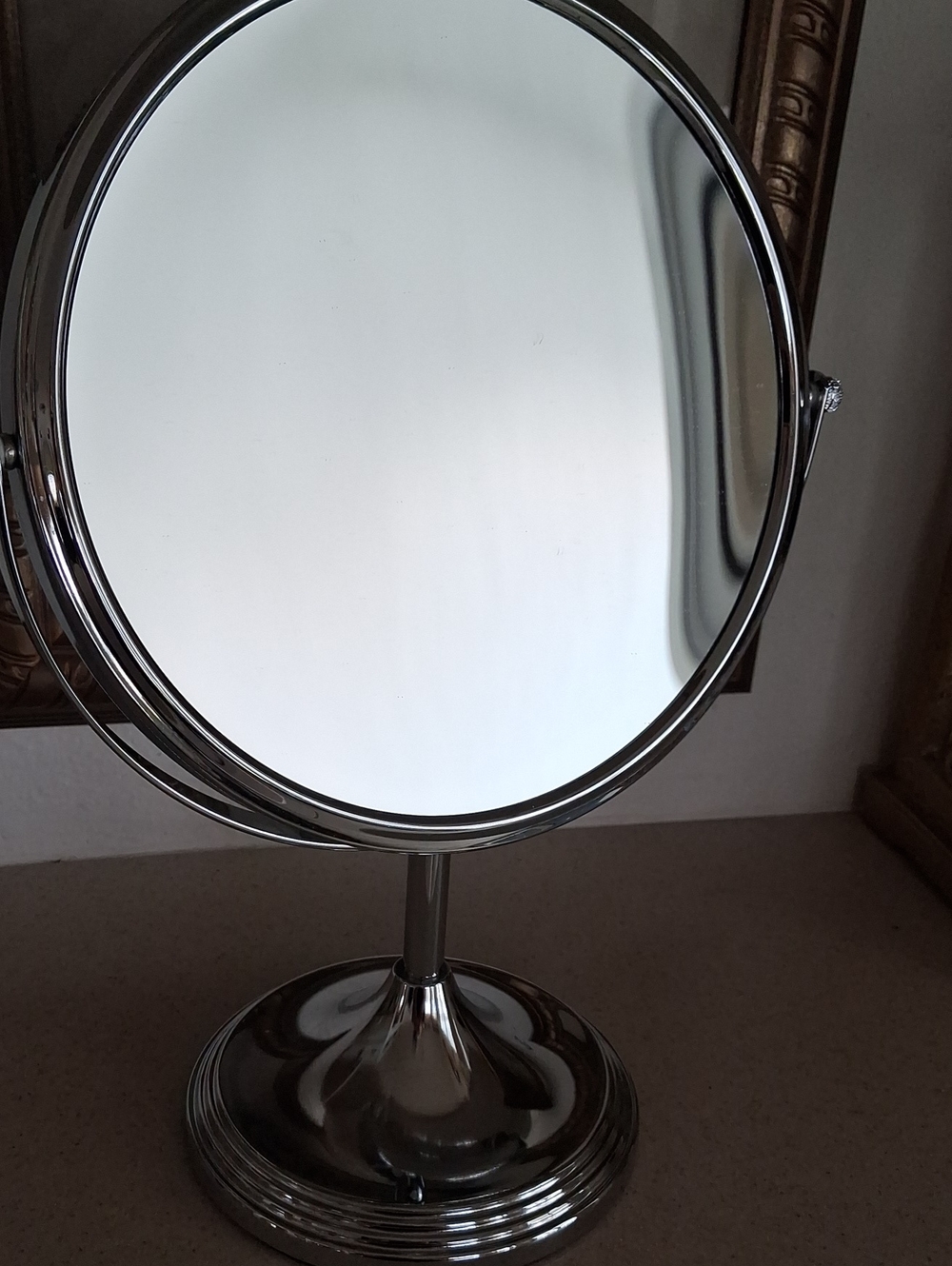 NWOT Chrome Double-Sided Vanity Mirror - Silver Finish